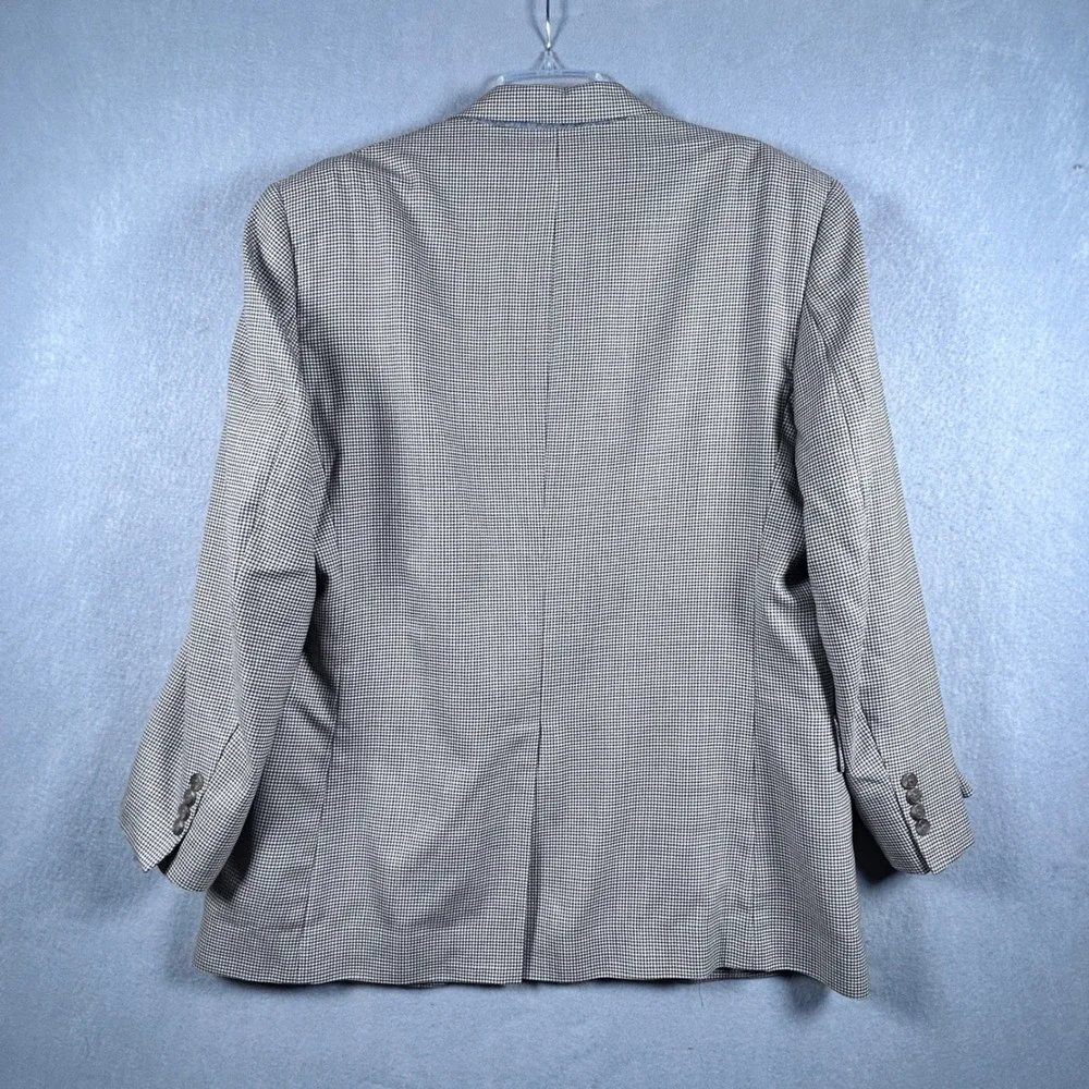 Jos A Bank Gordon 2B Signature Blazer Men 43R Grey Cream Houndstooth 100% Wool